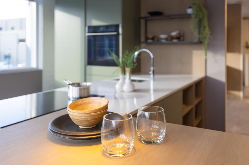 Open keuken in lichtgroen